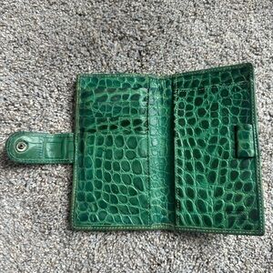 Green Designer Exotic Crocodile Wallet- Dooney & Bourke